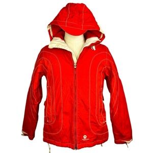 American Eagle Vintage y2k Jacket Coat medium Spell Out Log Puffer Ski Hooded